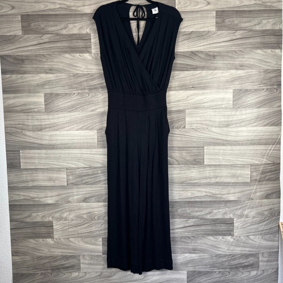 Cabi Jumpsuit Women's S Black Stretch Sleeveless Surplice Neck Wide Leg Casual - Picture 1 of 16